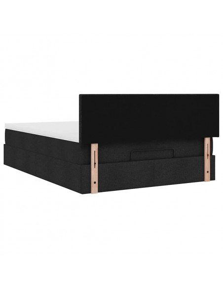 Struttura Letto Pouf con Materasso Nero 140x190 cm in Tessuto