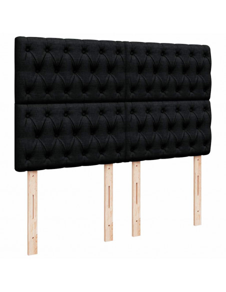 Struttura Letto Pouf con Materasso Nero 140x190 cm in Tessuto