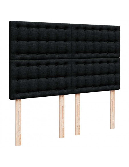 Struttura Letto Pouf con Materasso Nero 140x190 cm in Tessuto