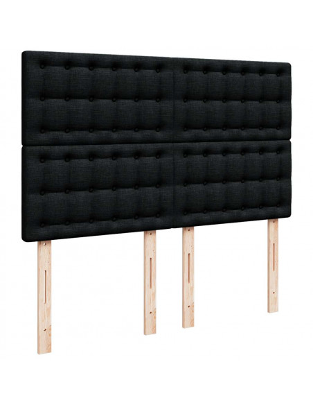 Struttura Letto Pouf con Materasso Nero 140x190 cm in Tessuto