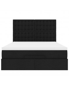 Struttura Letto Pouf con Materasso Nero 140x190 cm in Tessuto 2