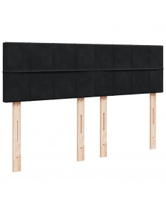 Struttura Letto Pouf con Materasso Nero 140x190 cm in Velluto 2