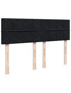 Struttura Letto Pouf con Materasso Nero 140x190 cm in Velluto