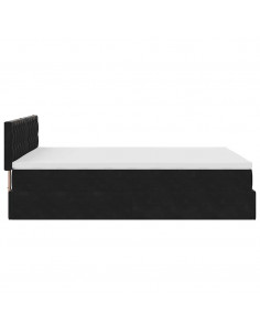 Struttura Letto Pouf con Materasso Nero 140x190 cm in Velluto 2