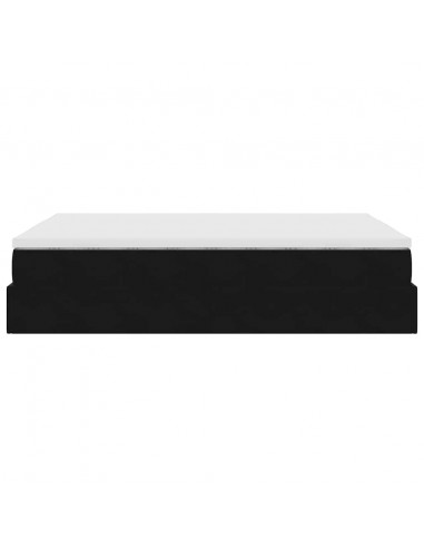 Struttura Letto Pouf con Materasso Nero 140x190 cm in Velluto