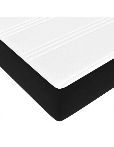Struttura Letto Pouf con Materasso Nero 140x190 cm in Velluto