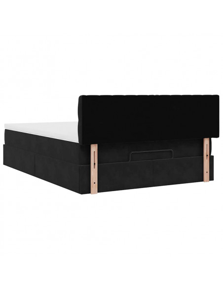 Struttura Letto Pouf con Materasso Nero 140x190 cm in Velluto