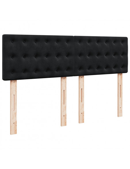 Struttura Letto Pouf con Materasso Nero 140x190 cm in Velluto