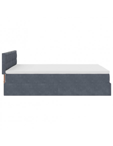 Struttura Letto Pouf con Materasso Nero 140x190 cm in Velluto