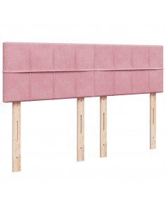 Struttura Letto Pouf con Materasso Rosa 140x190 cm in Velluto