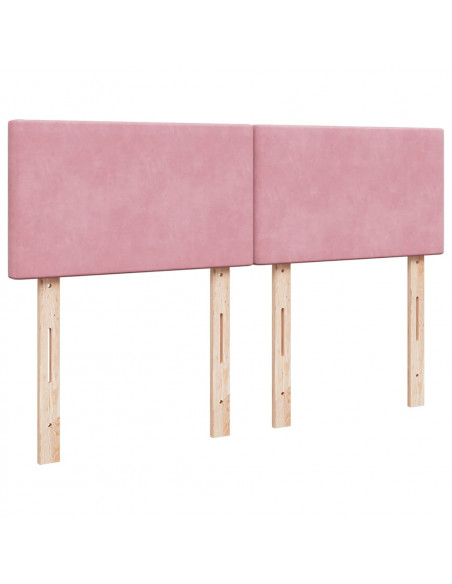 Struttura Letto Pouf con Materasso Rosa 140x190 cm in Velluto