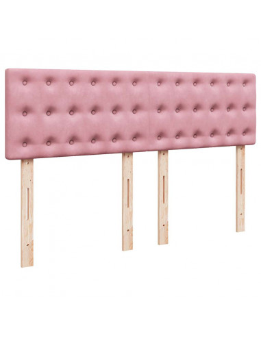 Struttura Letto Pouf con Materasso Rosa 140x190 cm in Velluto