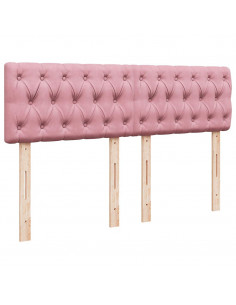 Struttura Letto Pouf con Materasso Rosa 140x200 cm in Velluto 2