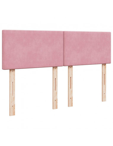 Struttura Letto Pouf con Materasso Rosa 140x200 cm in Velluto