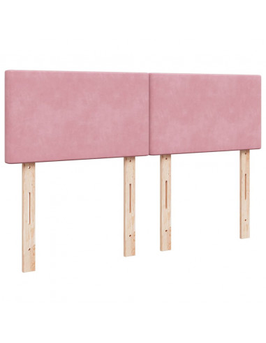 Struttura Letto Pouf con Materasso Rosa 140x200 cm in Velluto