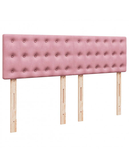 Struttura Letto Pouf con Materasso Rosa 140x200 cm in Velluto