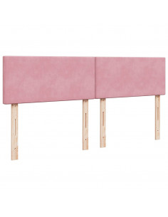 Struttura Letto Pouf con Materasso Rosa 160x200 cm in Velluto 2