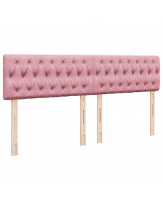 Struttura Letto Pouf con Materasso Rosa 160x200 cm in Velluto 2