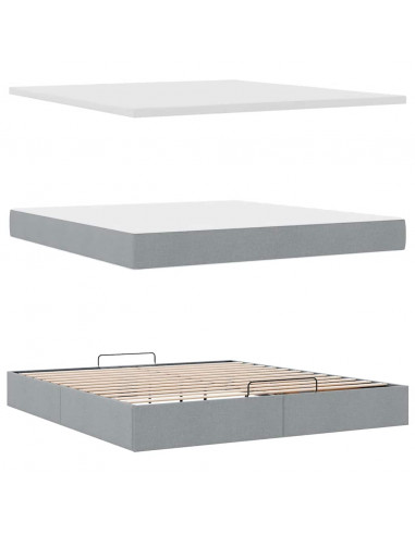 Struttura Letto Pouf con Materasso Tortora 180x200cm in Tessuto