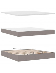 Struttura Letto Pouf con Materasso Tortora 180x200cm in Tessuto 2