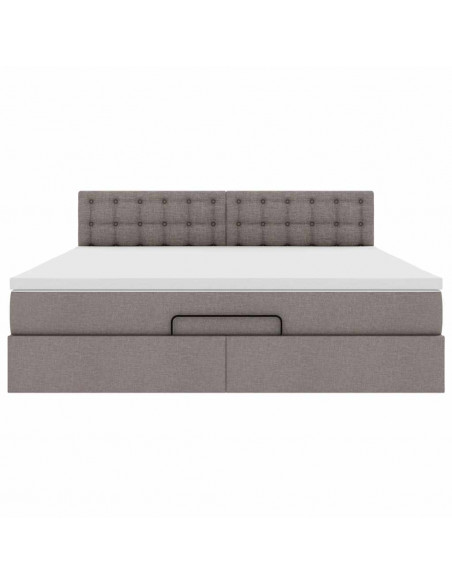 Struttura Letto Pouf con Materasso Tortora 180x200cm in Tessuto