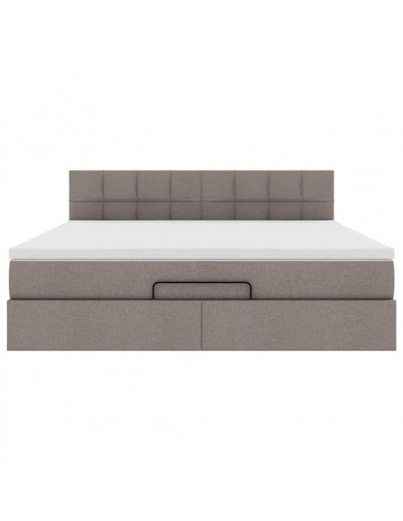 Struttura Letto Pouf con Materasso Tortora 180x200cm in Tessuto