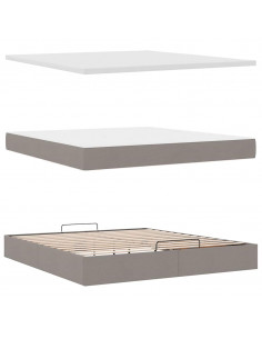 Struttura Letto Pouf con Materasso Tortora 180x200cm in Tessuto 2