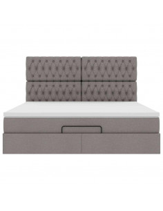 Struttura Letto Pouf con Materasso Tortora 180x200cm in Tessuto 2