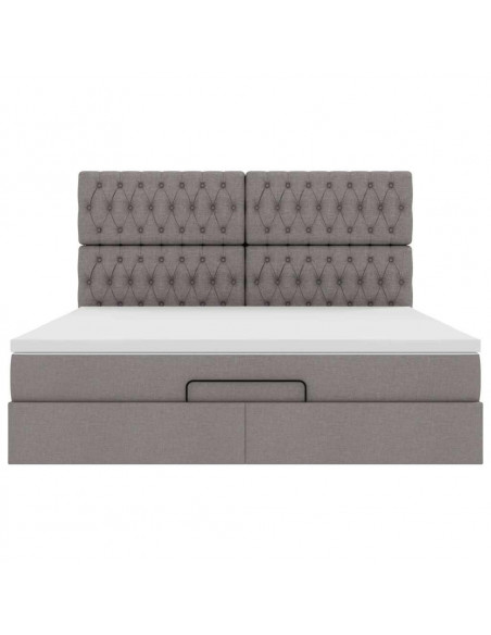 Struttura Letto Pouf con Materasso Tortora 180x200cm in Tessuto