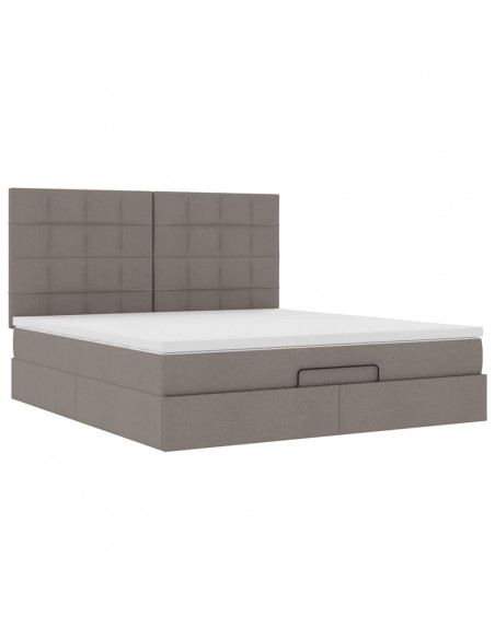 Struttura Letto Pouf con Materasso Tortora 180x200cm in Tessuto