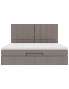 Struttura Letto Pouf con Materasso Tortora 180x200cm in Tessuto 2