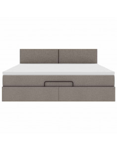 Struttura Letto Pouf con Materasso Tortora 180x200cm in Tessuto