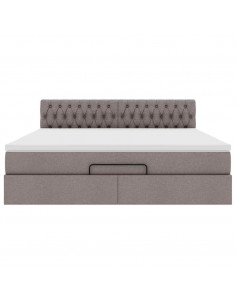 Struttura Letto Pouf con Materasso Tortora 180x200cm in Tessuto