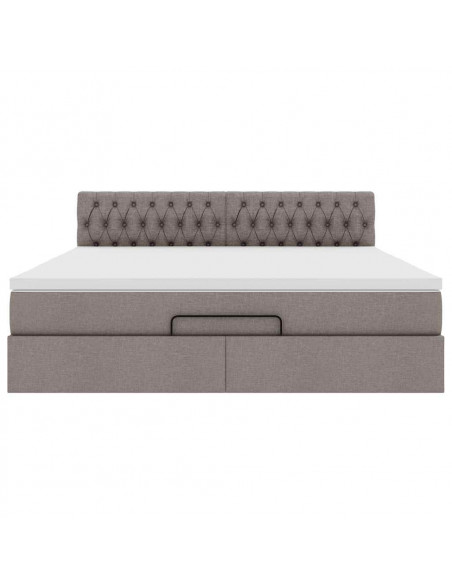 Struttura Letto Pouf con Materasso Tortora 180x200cm in Tessuto