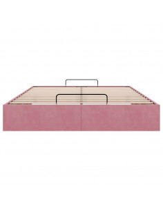 Struttura Letto Pouf senza Materasso Rosa 140x200 cm in Velluto