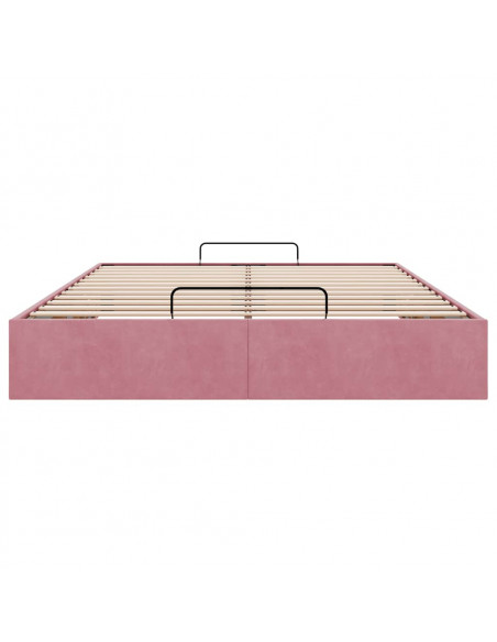 Struttura Letto Pouf senza Materasso Rosa 140x200 cm in Velluto