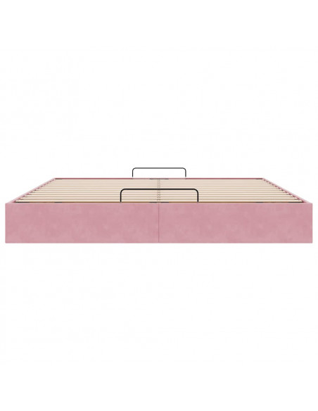 Struttura Letto Pouf senza Materasso Rosa 160x200 cm in Velluto
