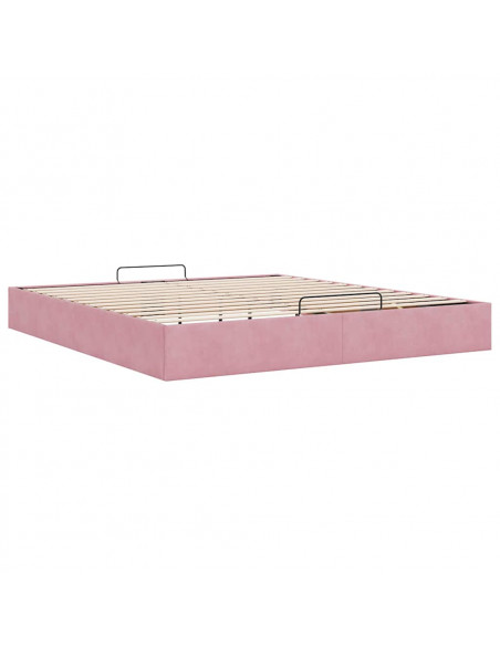 Struttura Letto Pouf senza Materasso Rosa 160x200 cm in Velluto