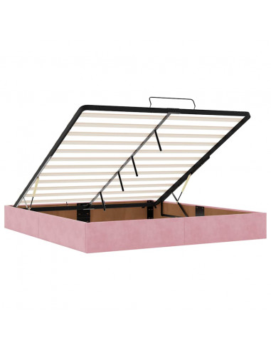 Struttura Letto Pouf senza Materasso Rosa 160x200 cm in Velluto