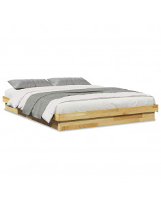 Struttura Letto Senza Materasso 135x190 cm in Legno di Rovere