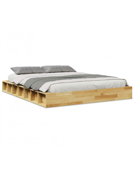 Struttura Letto Senza Materasso 140x190 cm in Legno di Rovere