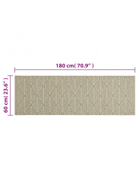 Tappeto da Cucina Lavabile Foglie 60x180 cm in Velluto
