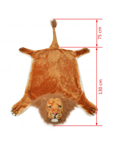 Tappeto di Peluche a Forma di Leone 205 cm Marrone