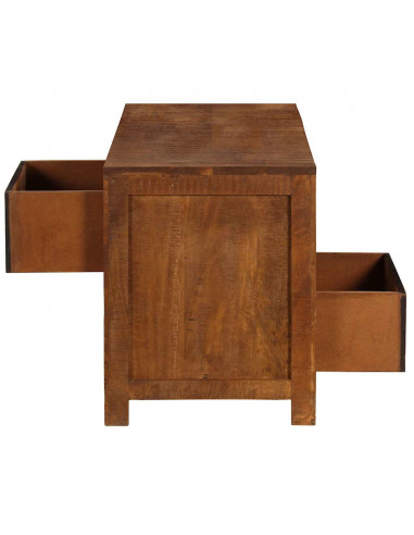 Tavolino da Caffè con 2 Cassetti 90x40x50 cm Massello di Mango