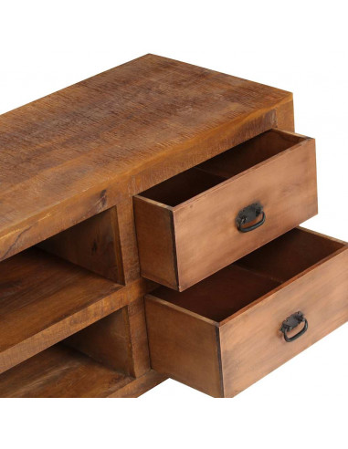 Tavolino da Caffè con 2 Cassetti 90x40x50 cm Massello di Mango