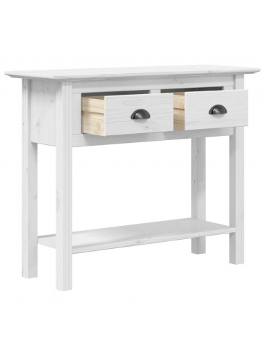Tavolo Consolle BODO 90x34,5x73 cm Legno Massello Pino Bianco
