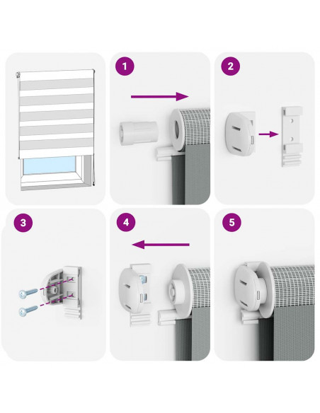 Tenda a Rullo Zebra Larghezza Tessuto 70,9 cm Poliestere