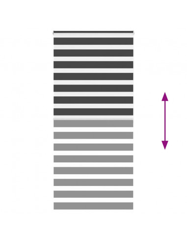 Tenda a Rullo Zebra Nero Larghezza Tessuto 105,9 cm Poliestere