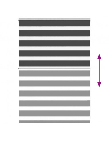 Tenda a Rullo Zebra Nero Larghezza Tessuto 110,9 cm Poliestere