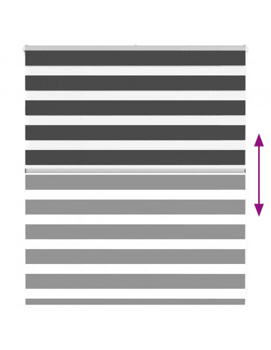 Tenda a Rullo Zebra Nero Larghezza Tessuto 120,9 cm Poliestere